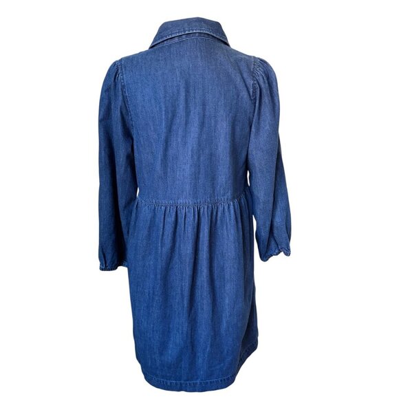 LOFT Denim Chambray Dress Long Sleeve Casual Shirt Dress Blue Size 4 - Picture 3 of 5